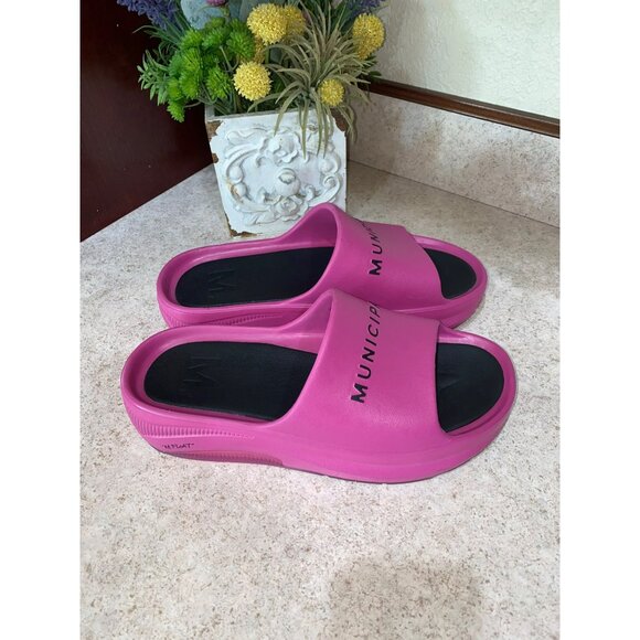 Municipal Womens Pink Slide Sandals Size 8 Comfortable Lightweight Slip-On - Picture 6 of 9